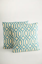 Lotus Geometrik Desen El Yapımı 2'li Yastık Kılıfı - uniqlooms.com